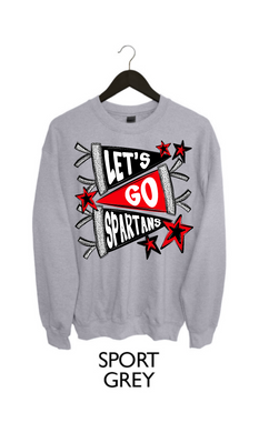 Let's Go Spartans | Black/Red | Pennant | Athletic Grey