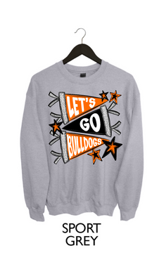Let's Go Bulldogs | Black/Orange | Pennant | Athletic Grey
