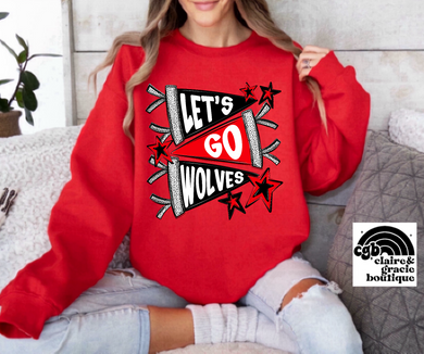 Let's Go Wolves | Black/Red | Pennant