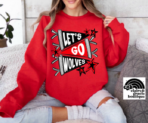 Let's Go Wolves | Black/Red | Pennant
