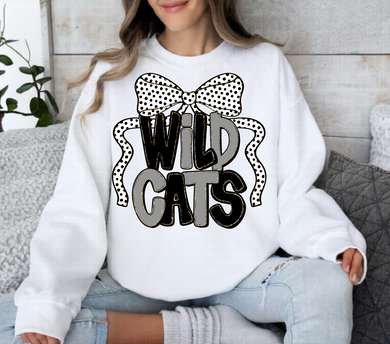 Wildcats | Black/White | Bow Tee Sweatshirt