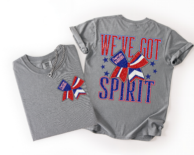 Marion Warriors Cheer Tee | Royal Blue/Red | bow