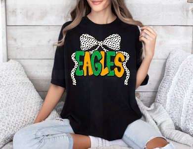 Olpe Eagles Bow Tee| Green/Gold| Bow