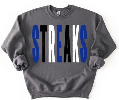 Neodesha Streaks Distressed Oversized Print Sweatshirt | royal blue/Black/White
