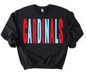 Cardinals Distressed Oversized Print Sweatshirt | Sky Blue/Red | Black Sweatshirt