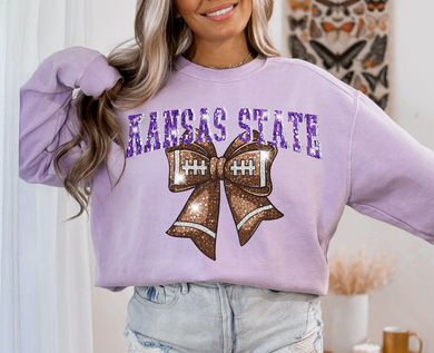 Kstate Wildcats Football Bow Tee or Sweatshirt