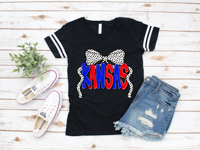 Kansas Polka Dot Football Varsity Tee