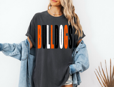 Bulldogs Distressed Oversized Print Sweatshirt | Black/White/Orange