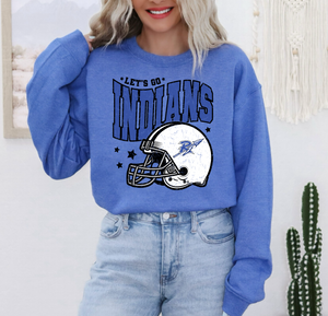 Indians Football Distressed Sweatshirt | royal blue/Black/White