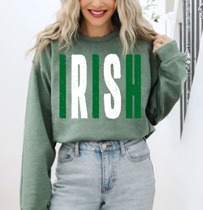 Irish | Oversized Grunge Tee or Sweatshirt | green/white
