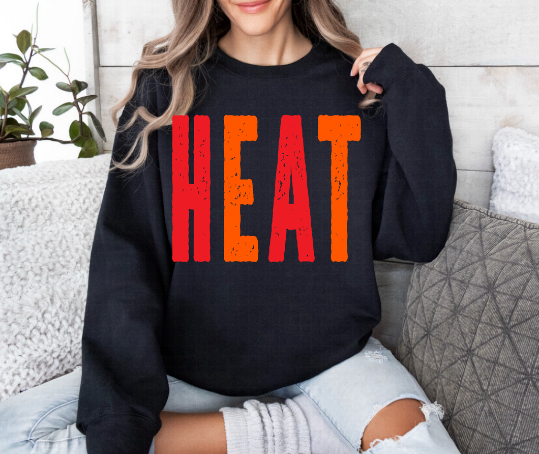 Rural Vista Heat Distressed Oversized Print Sweatshirt | Red/Orange | BLACK