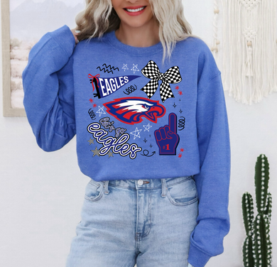 Canton Galva Eagles Doodle Tee or Sweatshirt | royal blue/red/White