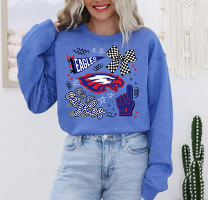 Canton Galva Eagles Doodle Tee or Sweatshirt | royal blue/red/White