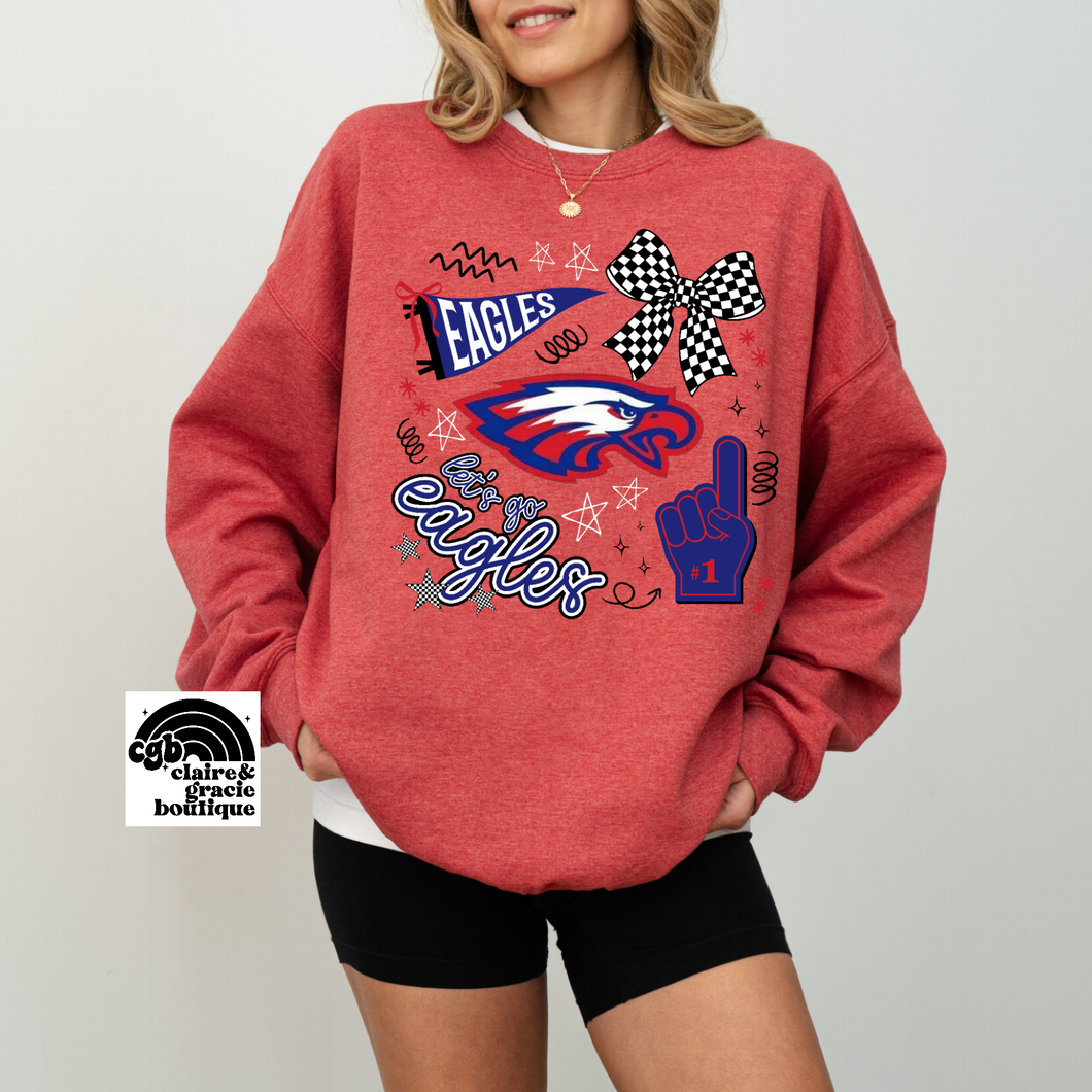 Eagles Doodle Tee or Sweatshirt | heather red
