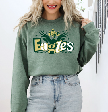 Olpe Eagles 90’s Font | Star Tee or Sweatshirt | green/white