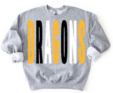 Dragons Distressed Oversized Print Sweatshirt | black/Red | Heather Grey