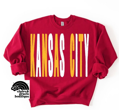 Kansas City Oversized Grunge Tee or Sweatshirt | red