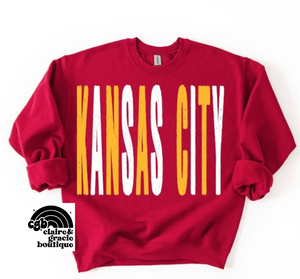Kansas City Oversized Grunge Tee or Sweatshirt | red