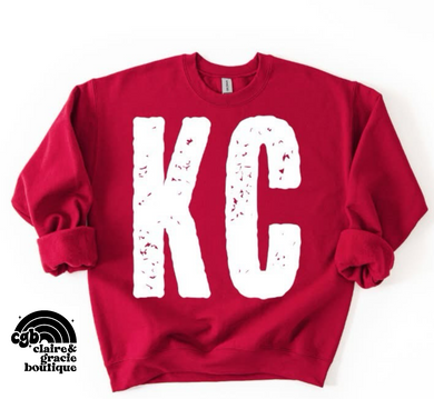 Kansas City Oversized Grunge Tee or Sweatshirt | red
