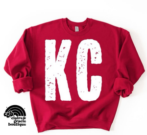Kansas City Oversized Grunge Tee or Sweatshirt | red
