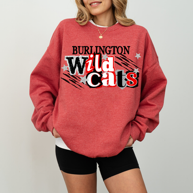 Burlington Wildcats 90s Tee or Sweatshirt | heather red
