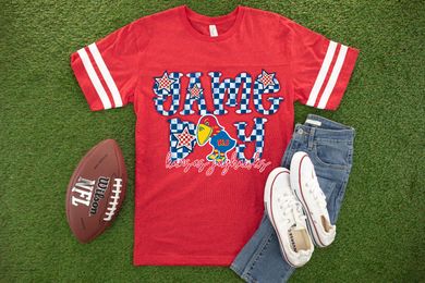 Kansas Game Day Checkered Football Varsity Tee