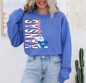 Kansas Vertical Tee or Sweatshirt | royal blue/red/White