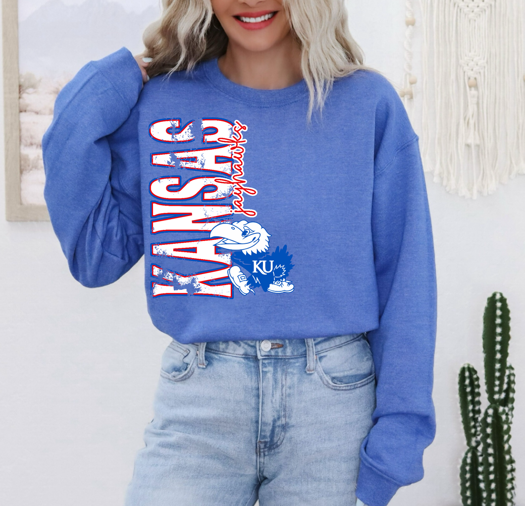 Kansas Vertical Tee or Sweatshirt | royal blue/red/White