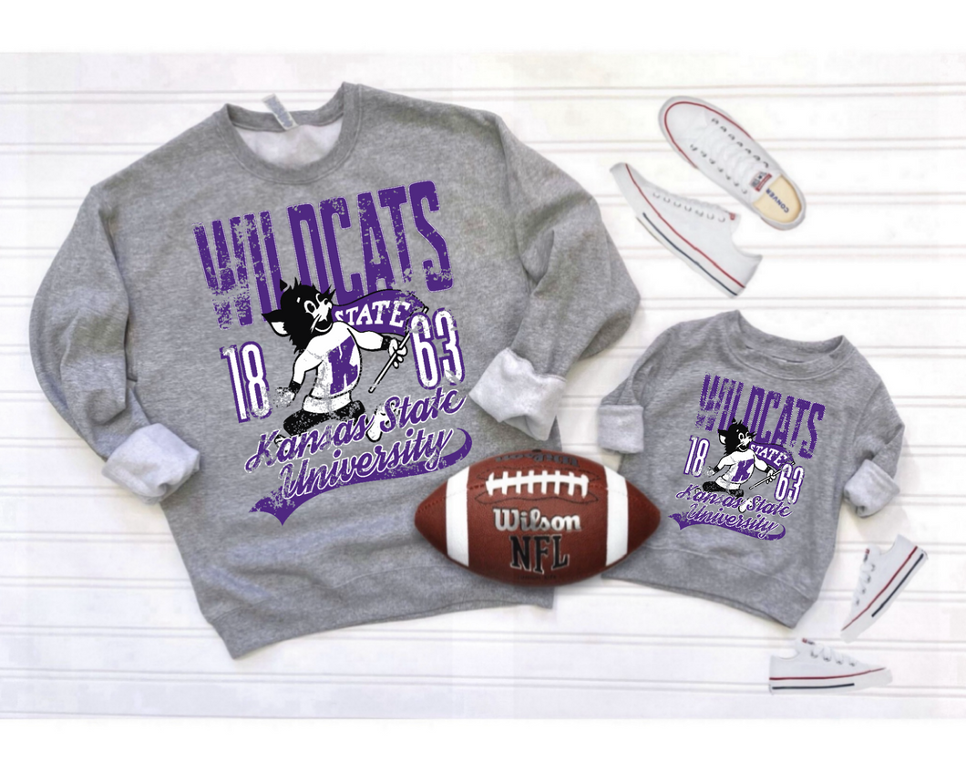 Kstate Wildcats 1863 Grey Tee or Crewneck |