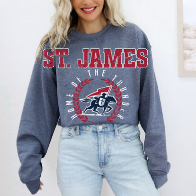 St. James Thunder Tee or Sweatshirt | royal blue/red/White