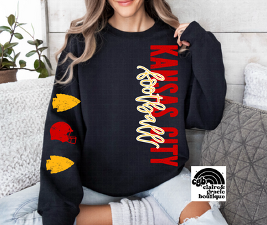 Kansas City Football Vertical Sweatshirt | youth adult sizes