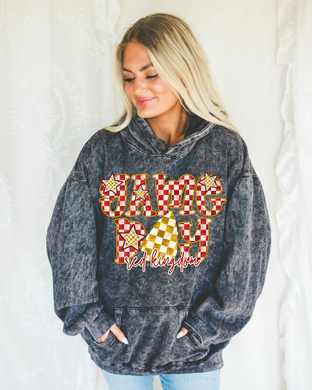 Game Day Red Kingdom Checkered Mineral Wash Hoodie |