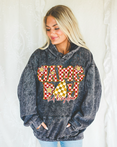 Game Day Red Kingdom Checkered Mineral Wash Hoodie |