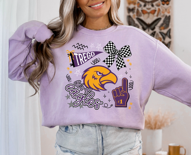 Trego Eagles Doodle Bow Tee or Sweatshirt