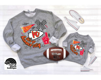 KC checkered bow doodle sweatshirt | Kansas City