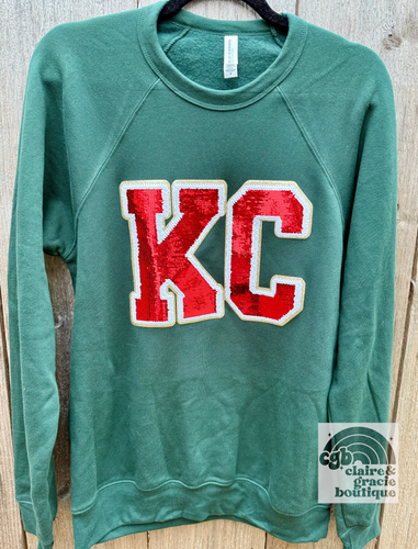 KC Sequin Patch Sweatshirt | Green Christmas