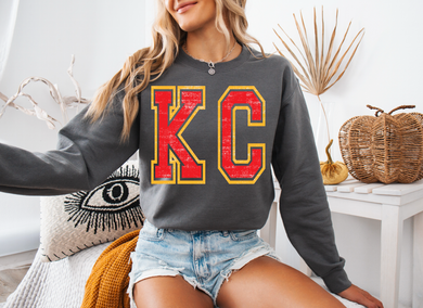 KC block letters Tee or Sweatshirt | charcoal