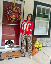 KC oversized graphic pennant sleeve SPLIT CARDIGAN SWEATSHIRT |