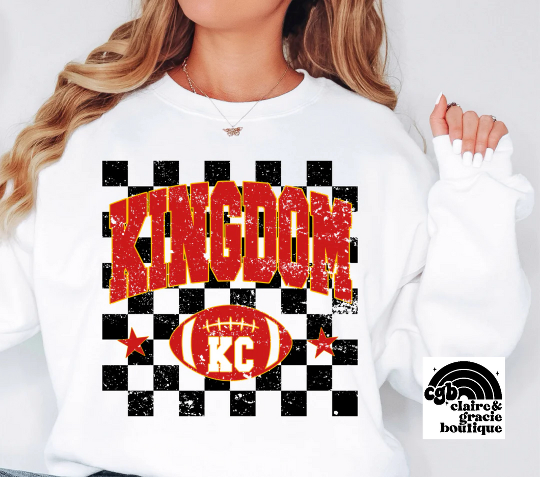 KC Kingdom Checkered Print White | Kids & Adult Sizes | Choose your style