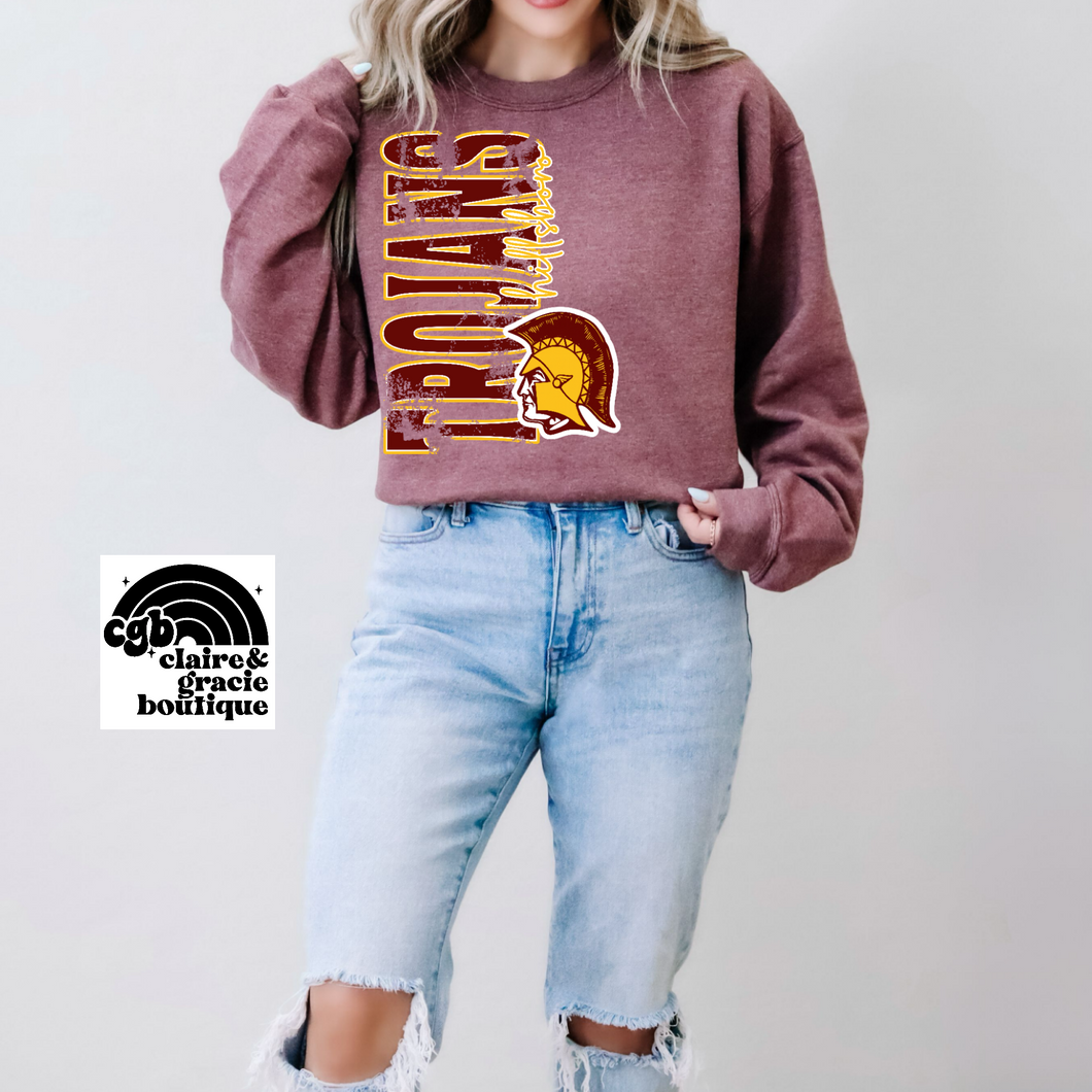 Hillsboro Trojans Tee or Sweatshirt | heather maroon
