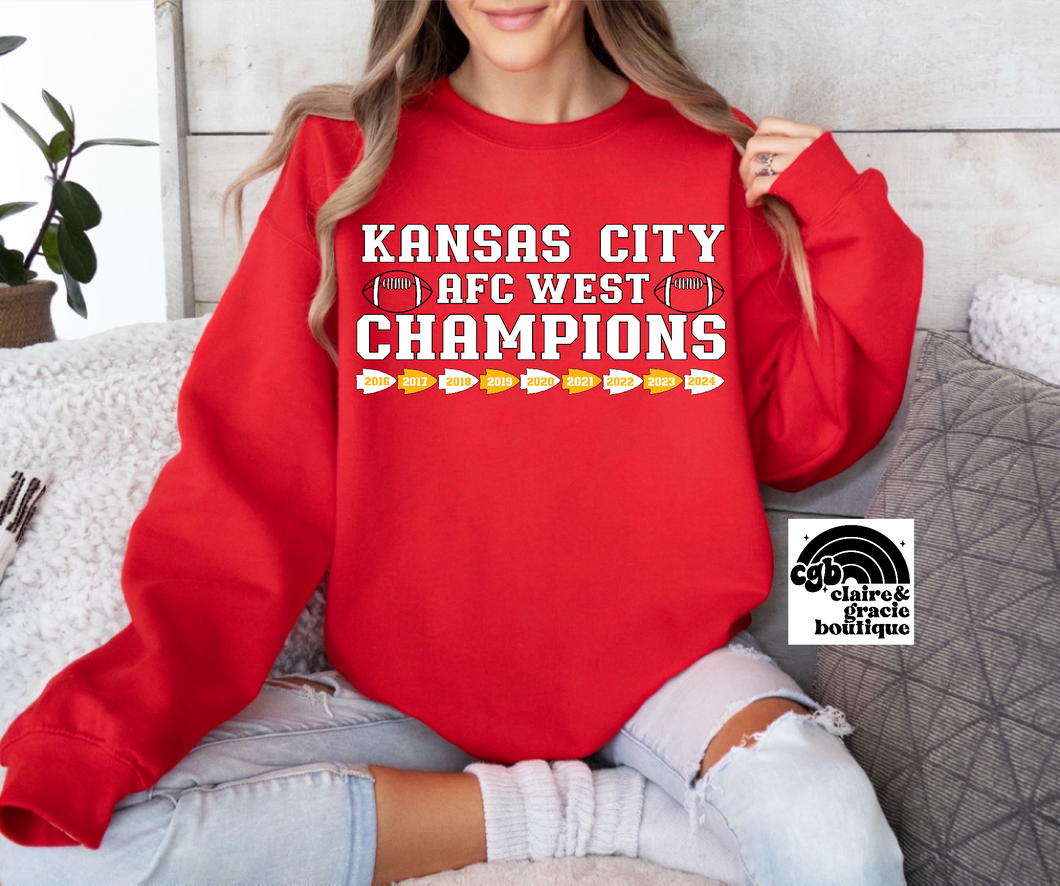 KC Division Champs 9 straight Sweatshirt | Kansas City | RED SWEATSHIRT