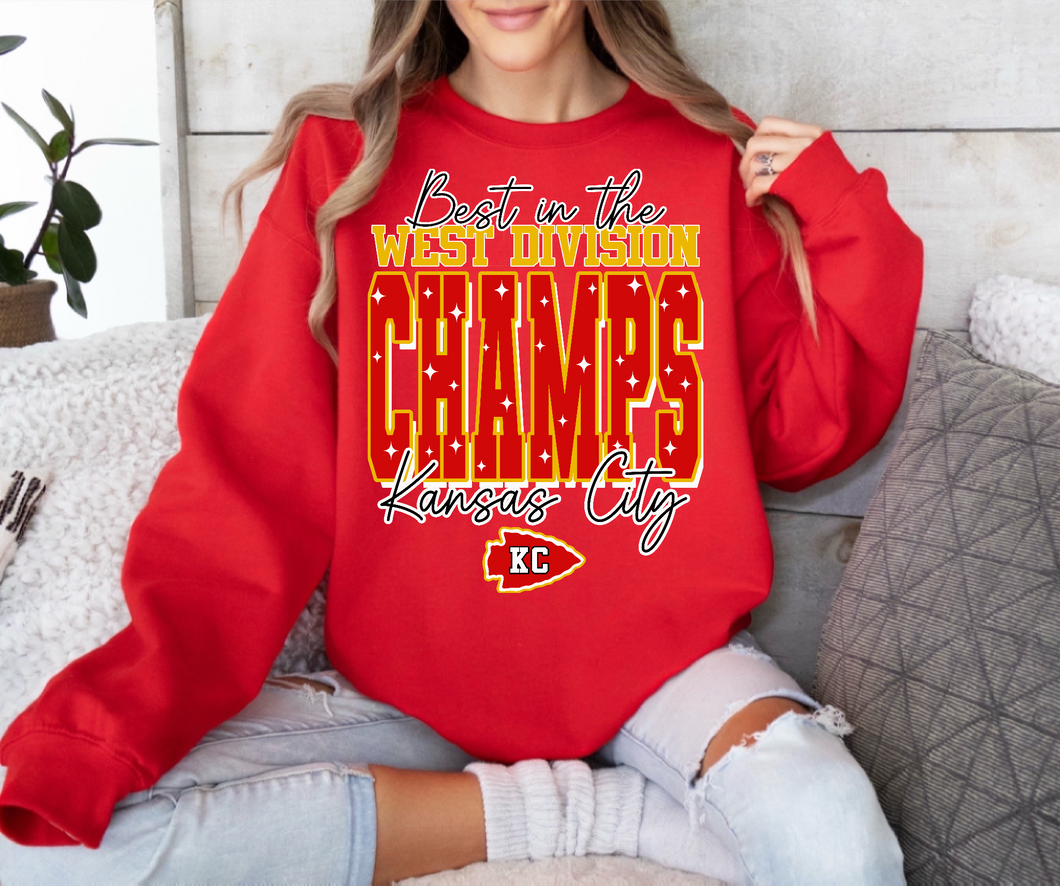 KC Division Champs Best in the West Sweatshirt | Kansas City | RED SWEATSHIRT