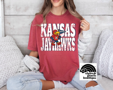 Kansas Jayhawks Cartoon Crimson Tee or Sweatshirt |