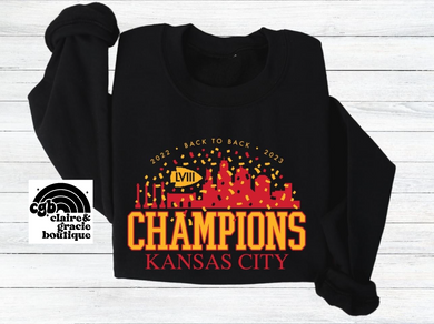 KC Champions Confetti BLACK | Back to Back | Choose your style | toddler youth adult | PRE-ORDER