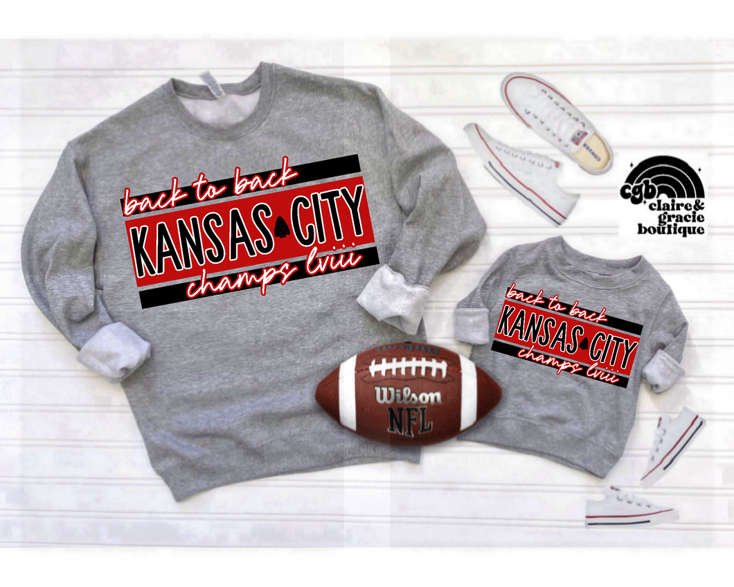 KC Champions Vintage GREY | Back to Back | Choose your style | toddler youth adult | PRE-ORDER