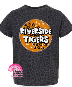 Tigers Black Leopard Tee | Riverside Elementary