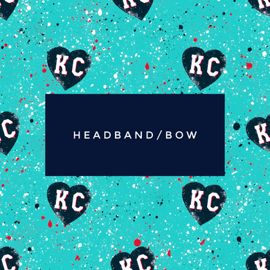 Bow/Headband Heart Splatter Teal/Navy Current | Choose your style