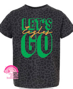 LETS GO EAGLES | Black Leopard School Spirit Tee | Any Size