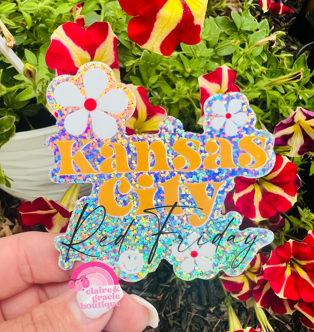Kansas City Red Friday GLITTER Sticker