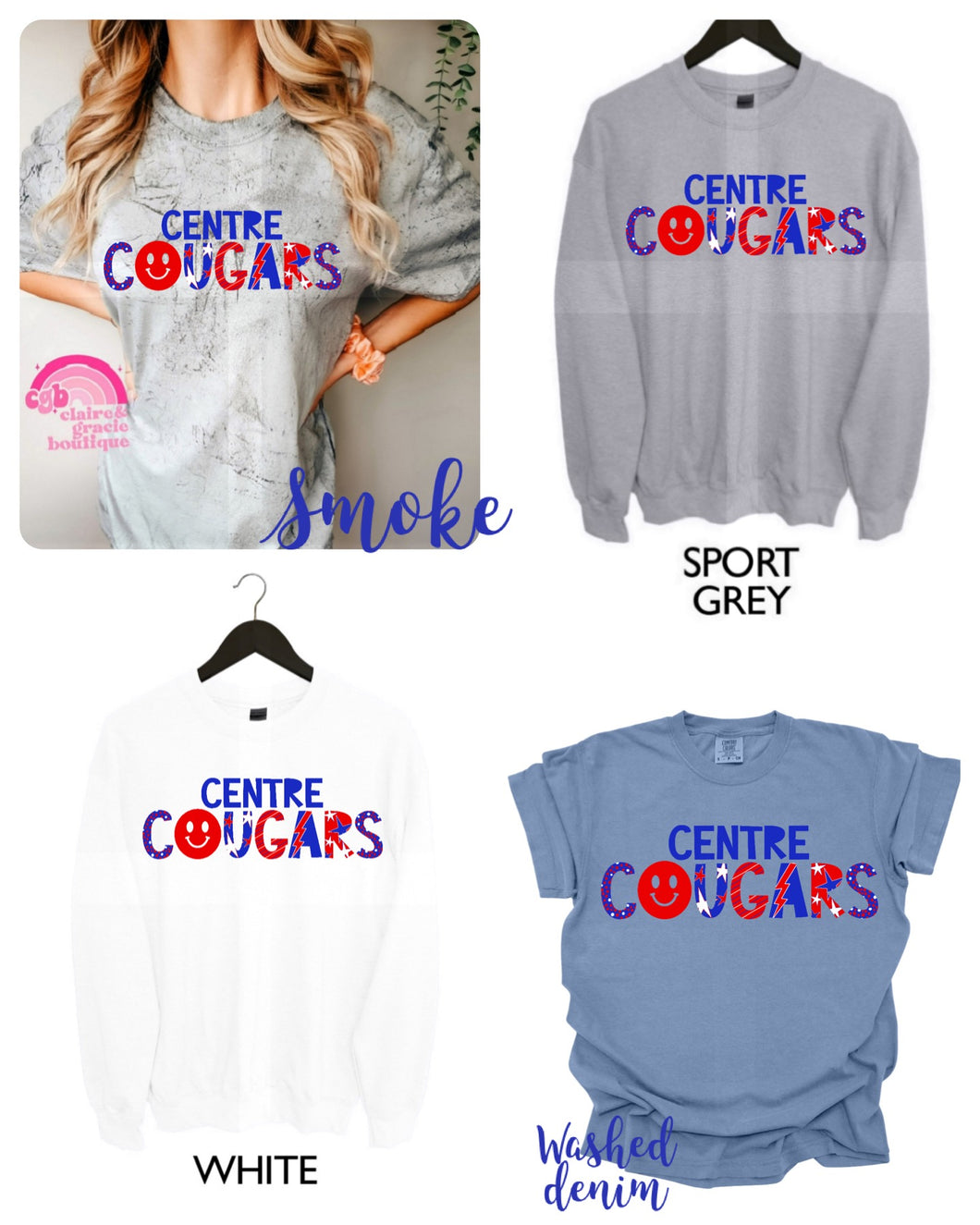 Centre Cougars Smiley Tee | Choose your style